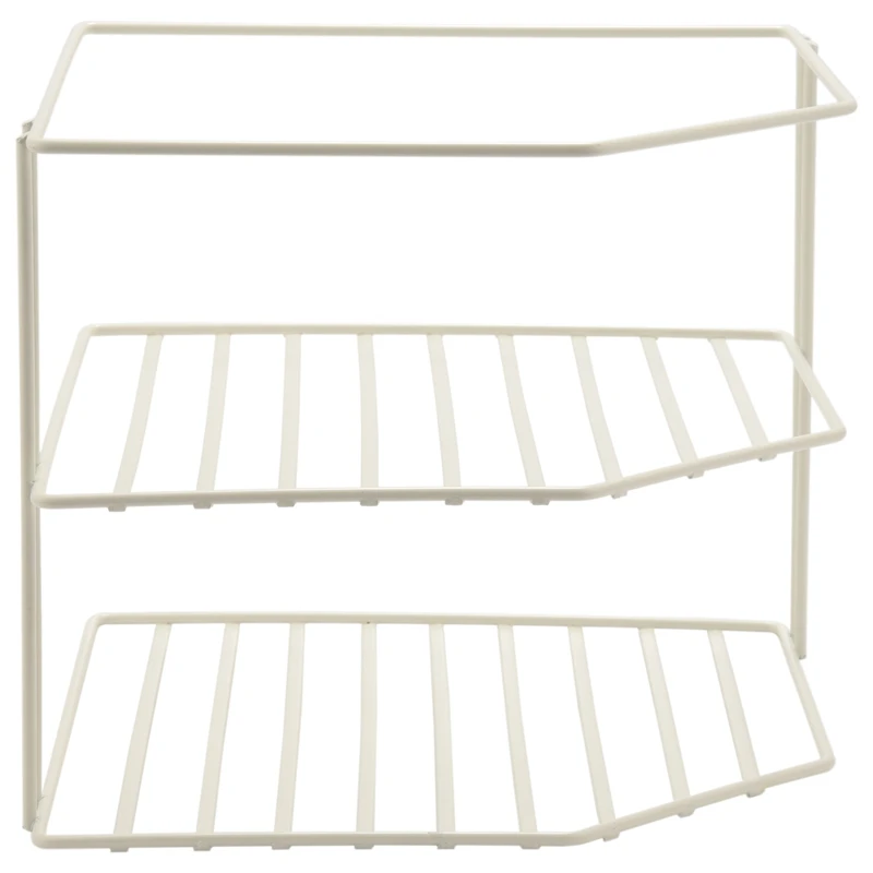 3-Tier Kitchen Corner Shelf Rack-Metal Frame-Rust Resistant Finish-Cups, Dishes, Cabinet & Pantry Organization-Kitchen (9 X 8 In