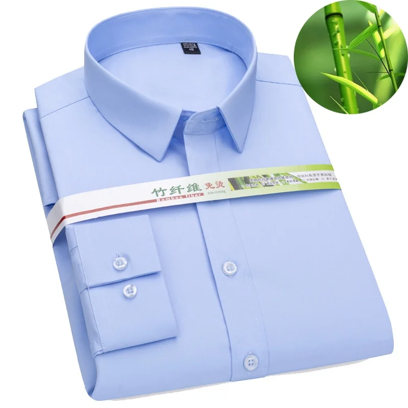 

Bamboo Fiber 8xl Men's Shirt Long Sleeve Casual & Business Office White Shirt Men short sleeves Slim Fit Big Size Shirts for Man