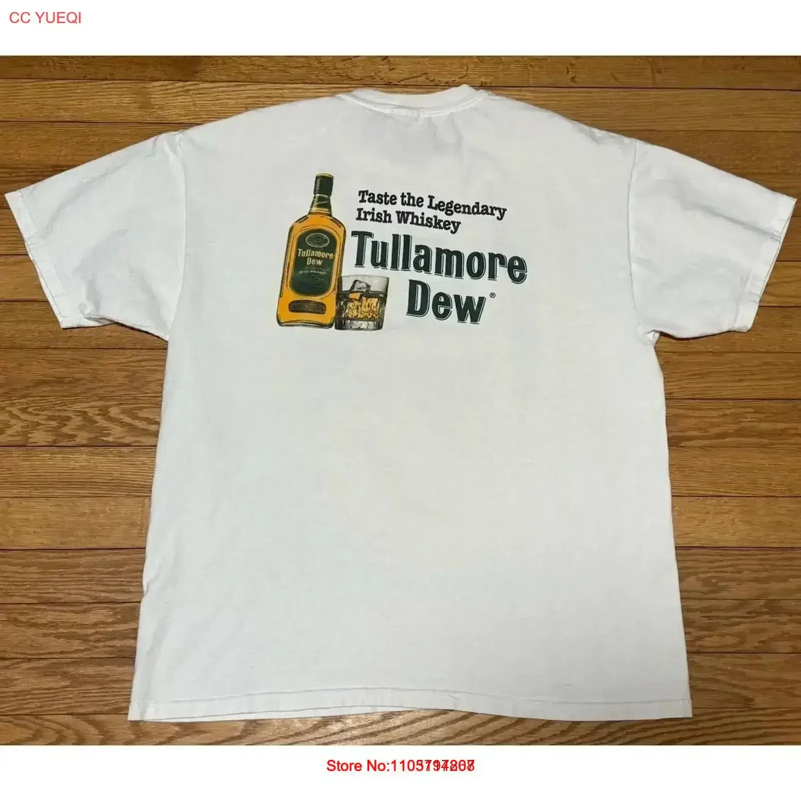 Vtg 90s Tullamore Dew whisky irlandés cerveza verde camiseta tamaño XL vintage lavado ligeramente streetwear Casual versátil transpirable
