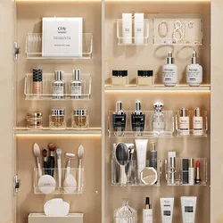 Mirror cabinet storage box bathroom wall-mounted transparent layered oblique cosmetics organization and storage