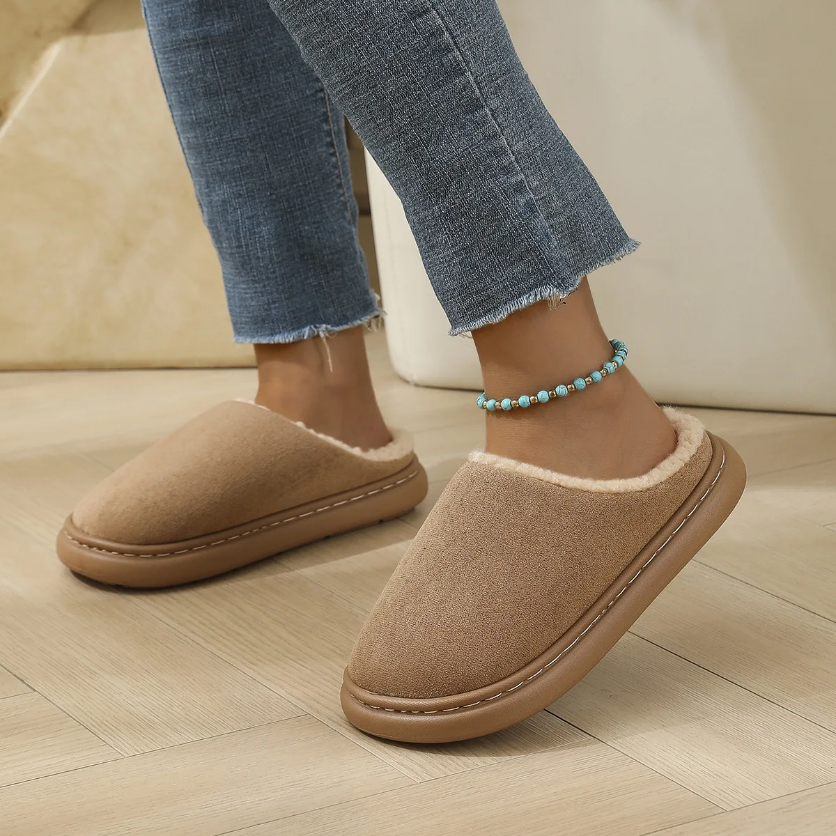 Fluffy Female Floor Slipper Women Men Winter Shoes Plush Anti Skid Grip Funny Sole Cute Thick Faux Indoor Fur Home House Shoes