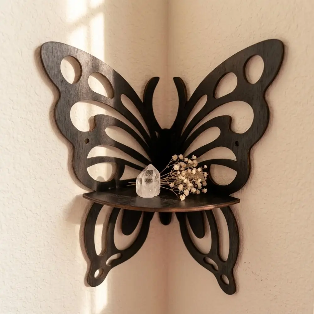 Hollowed Out Butterfly Shaped Shelf Artistic Wall-Mounted Flower Wall Shelf Home Decor Wall Storage Rack Living Room