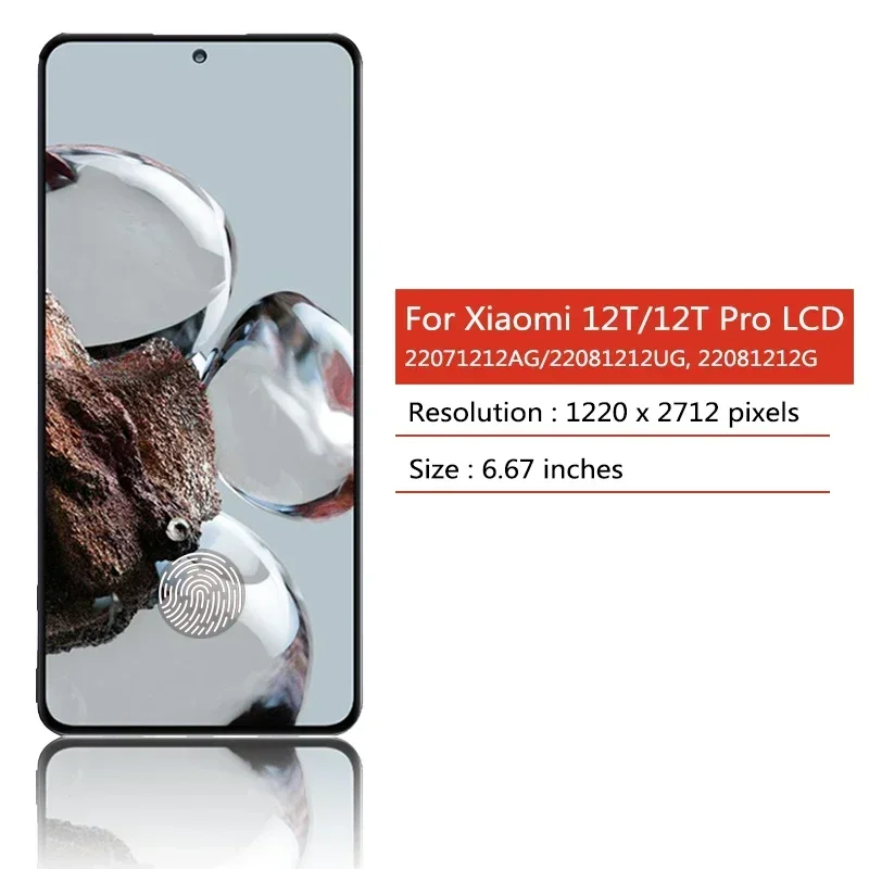 6.67''AMOLED For Xiaomi 12T LCD 22071212AG Display touch screen digitizer for mi 12t Pro LCD 22081212UG Display Frame