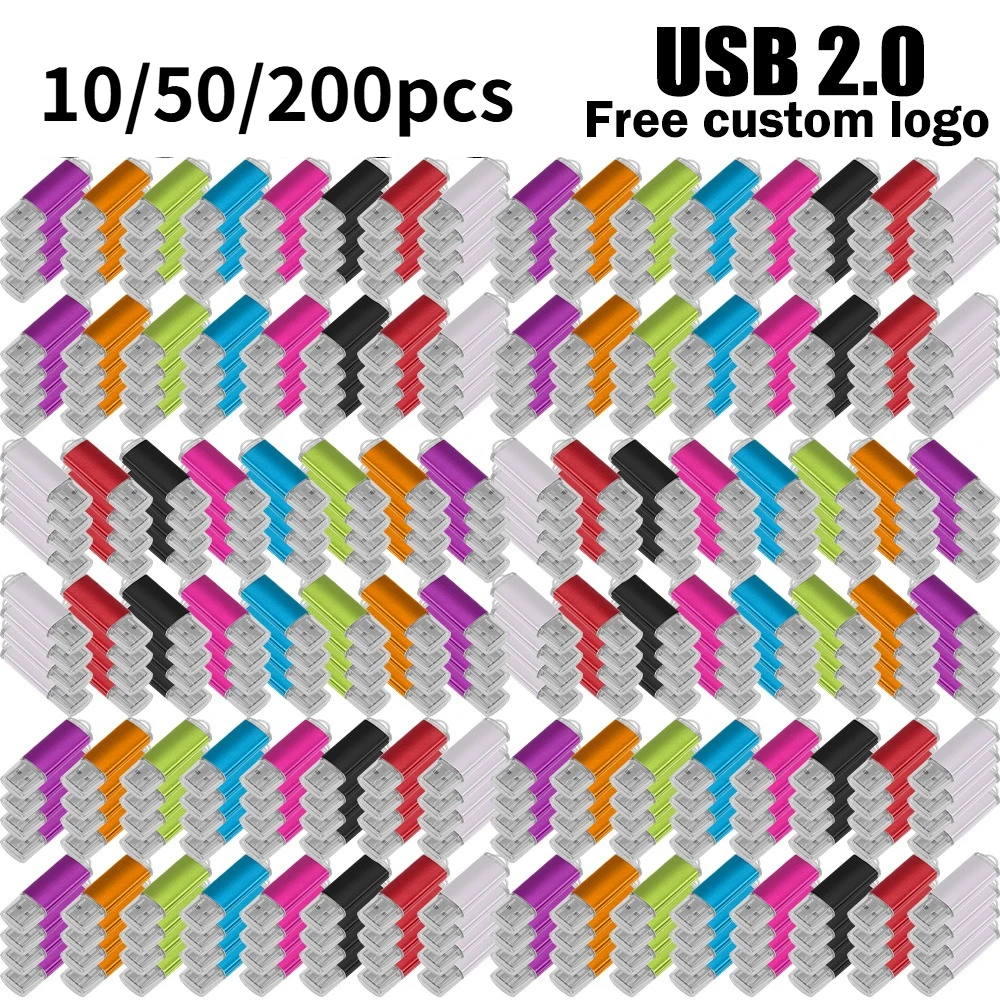 10/50/200PCS Memoria USB Personalizada, Pendrive de 4GB 8GB 16GB 32GB 64GB, Unidad USB 2.0 Memoria USB, Pendrive, Unidad Flash