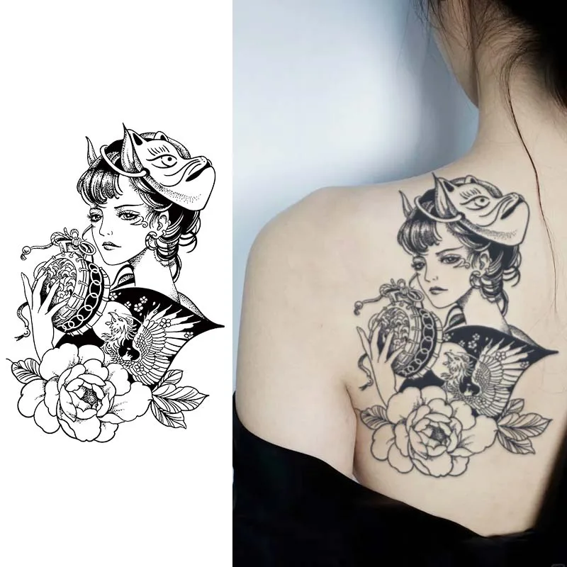 Japanese Geisha, Lasting 1-2 Weeks Waterproof, Temporary Tattoo Stickers, Realistic Semi-Permanent Arm Fake Tattoos.