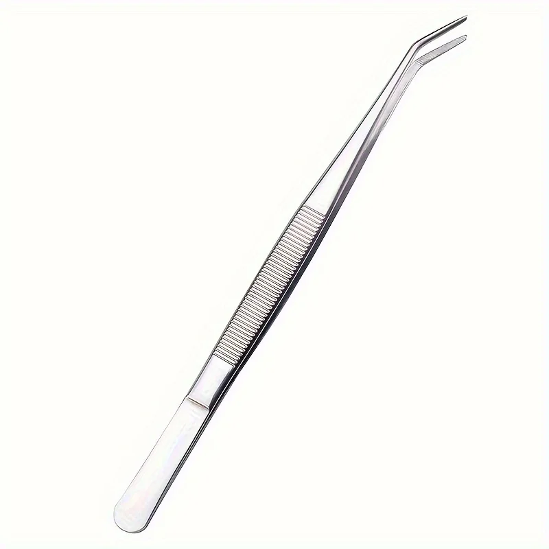 2pcs Stainless Steel Multi-Purpose Tweezers - Perfect For Nail Art, Dental Crystals & Cotton Picking image 2