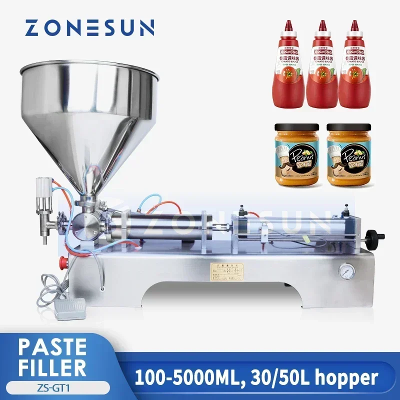 ZONESUN ZS-GT1 50-500ml Pneumatic Volumetric Alcohol Gel Liquid Filling Machine Filler Hand Sanitizer Oil Water Juice Honey