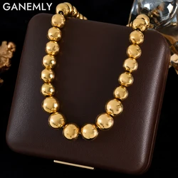 GANEMLY collana con collare di perline Color oro esagerato in acciaio inossidabile 316L per le donne regalo di gioielli impermeabili con catena al collo di moda