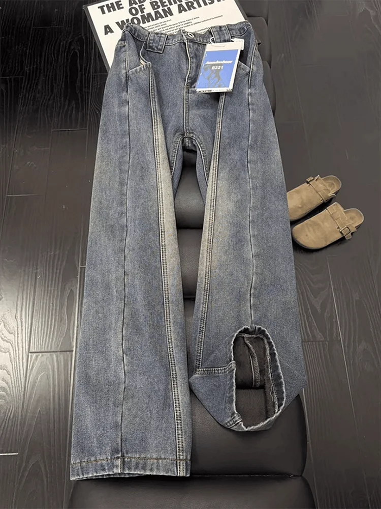 

Джинсовые джинсы American Sle Bell Bot, мужские осенне-зимние брюки с прямыми штанинами и ножом, повседневная одежда