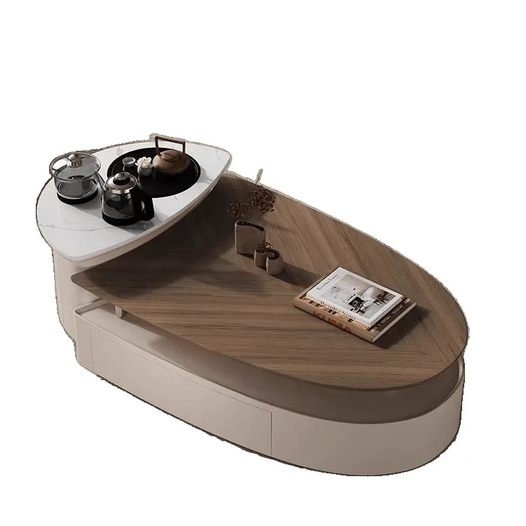 

Modern simple walnut coffee table, household small apartment guest coffee table and tea table integrated
