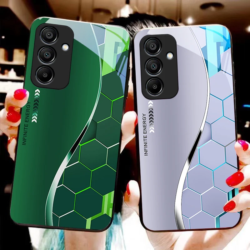 الخيال العلمي فضي أبيض لسامسونج غالاكسي A15 5G 54 4G 51 50 24 35 90 71 12 51 53 52S 80 22 34 الأسود الزجاج المقسى جراب هاتف #2