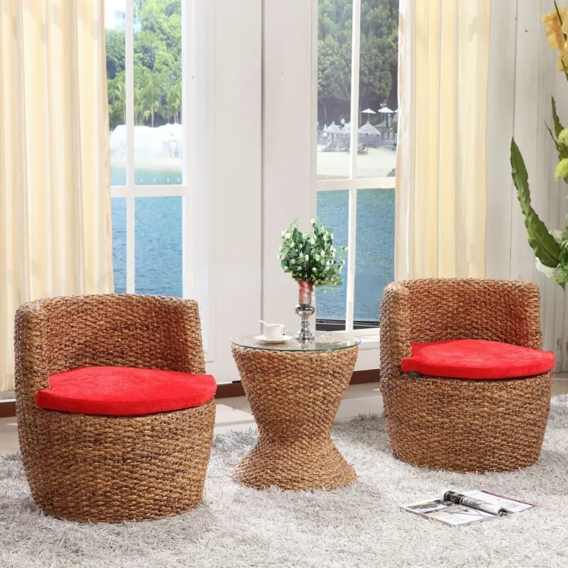 Natural Rattan Cane Wicker Round Lounge Sofa Chair