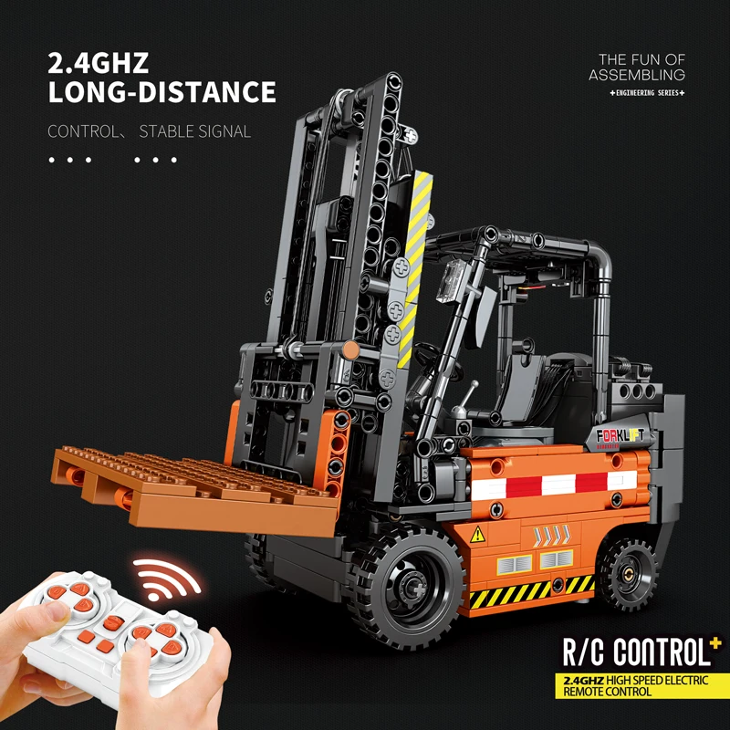 662PCS Remote Control Forklift Building Blocks City Engineering Vehicle RC Car Assembly Technology Electronic Bricks Model Toys