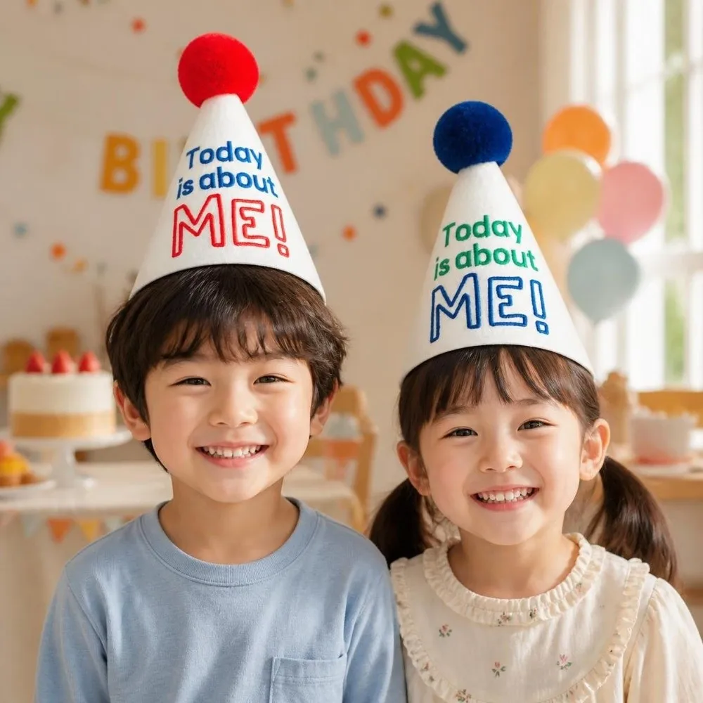 Atmosphere Prop Hand-Drawn Birthday Hat Non-Woven Fabric Sweet Graffiti Birthday Hat Princess Birthday Hat Birthday Celebration