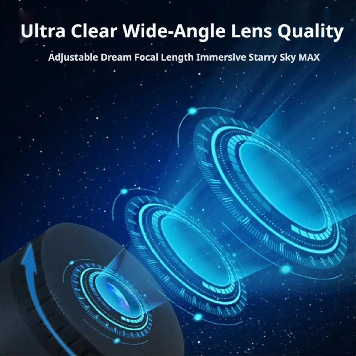 update. Adjustable Focus Galaxy Star Projector Night Light, Wide‑Angle Ultra‑Clear Lens USB Starry Sky Lamp Neck Car Bedroom B