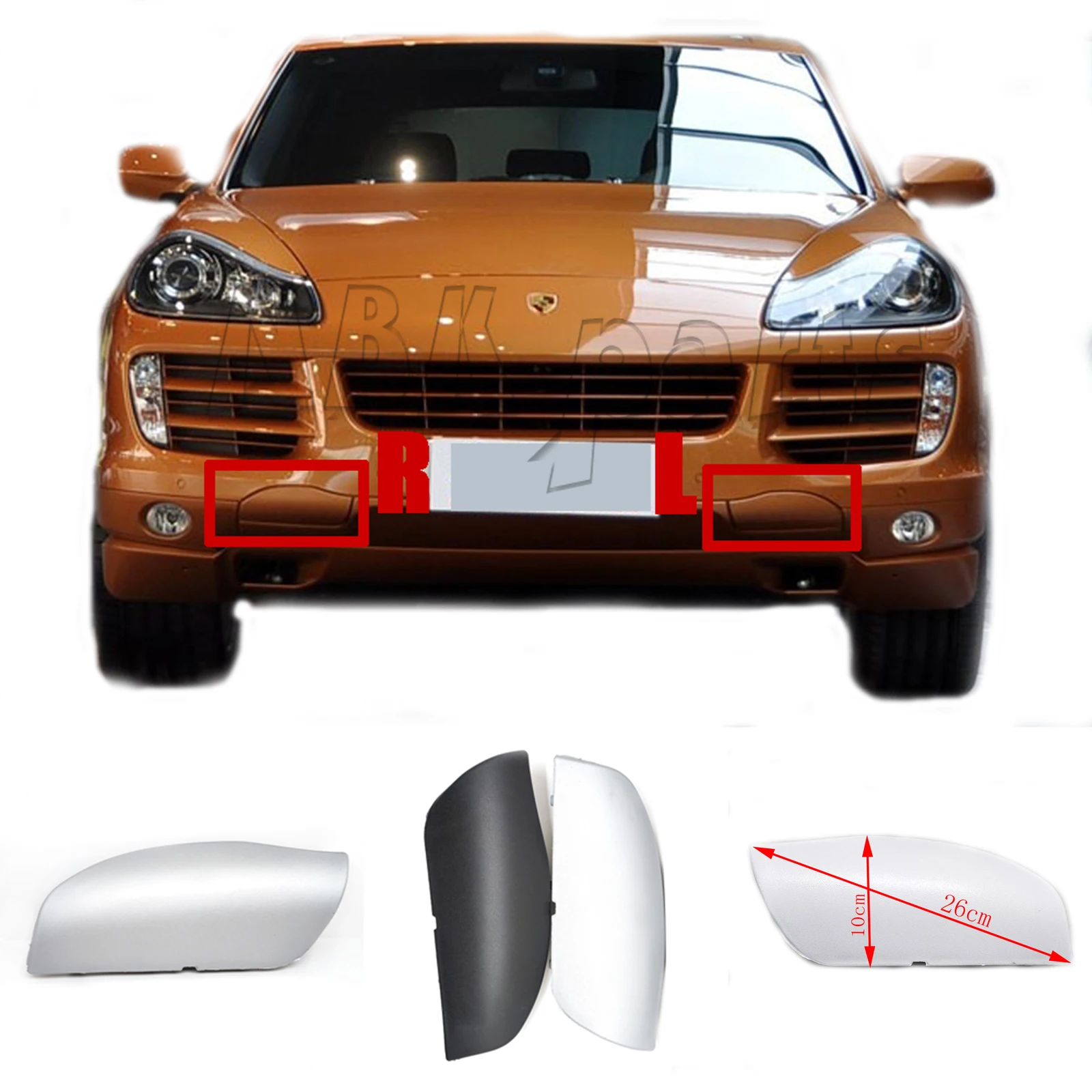 Fit 07-10 L&R Porsche Cayenne 957 GTS S Turbo Base Sport Front Tow Eye Cap Cover