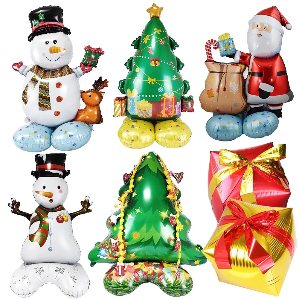 Świąteczne balony stojące Choinka Święty Mikołaj Bałwan Łoś Balony Świąteczny balon foliowy Xmas New Year Party Supplies