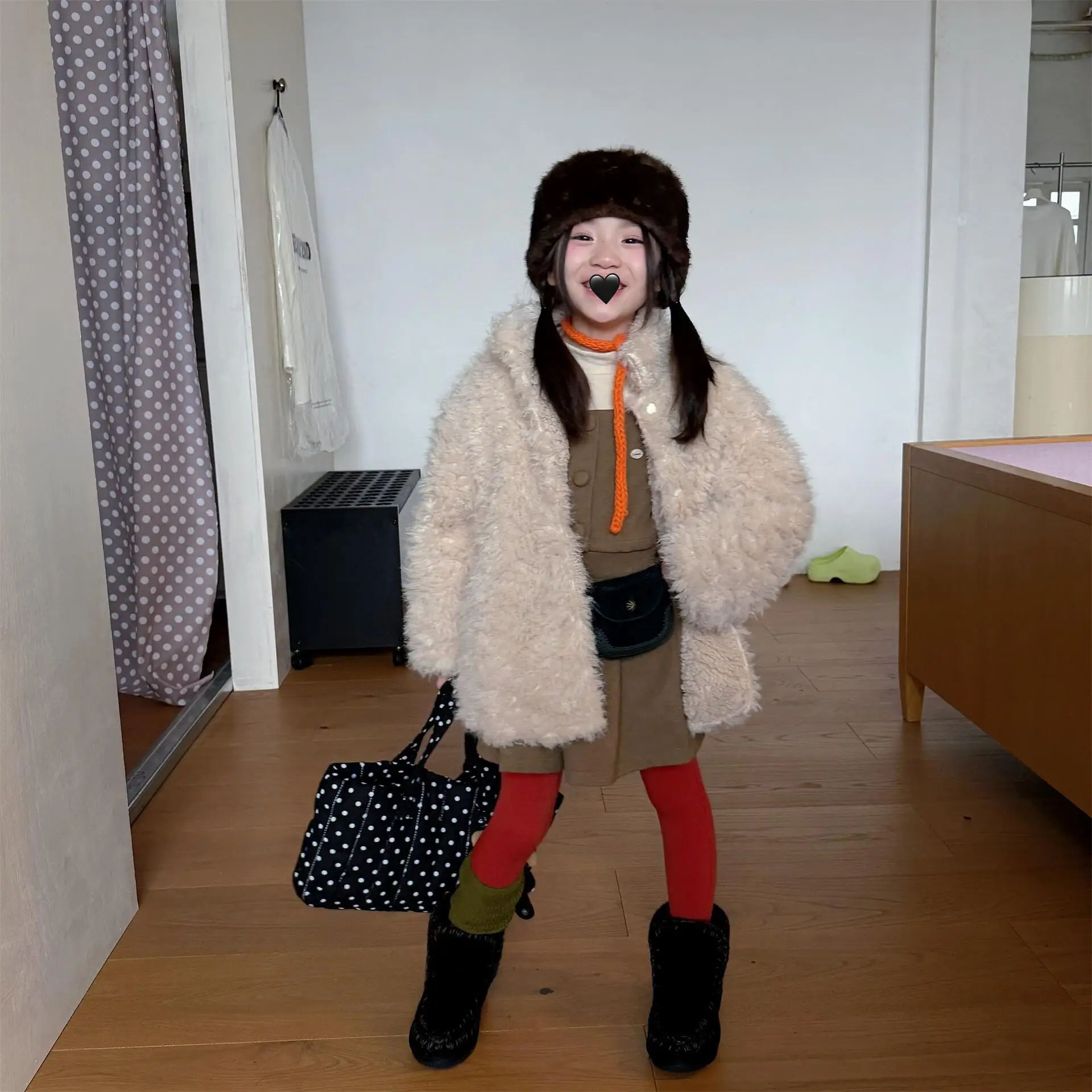 Children's clothing children's autumn winter clothing Korean cotton jacket girls' faux fur jacket fleece cotton jacket