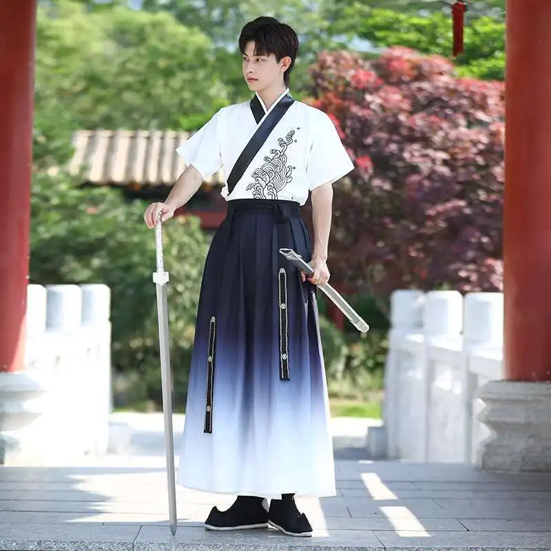 Nuevo Fiesta carnaval Halloween Cos Cosplay Hanfu camiseta para hombre estilo chino Wuxia espadachín estilo antiguo disfraz antiguo