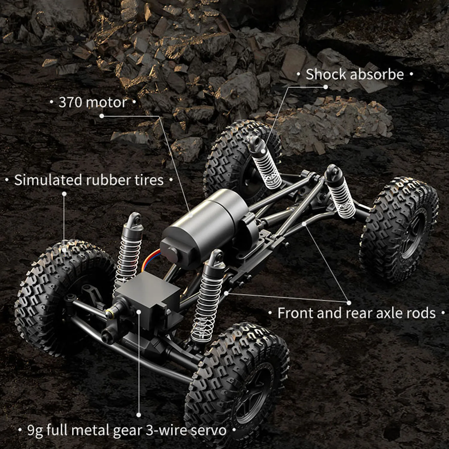 

1：18 Toy RC Climbing Car 4*4 Remote Control Off Road Vehicle RTR Rock Crawler Car C8808 370 Brushed Motor ESC Lamp Toys for Boy