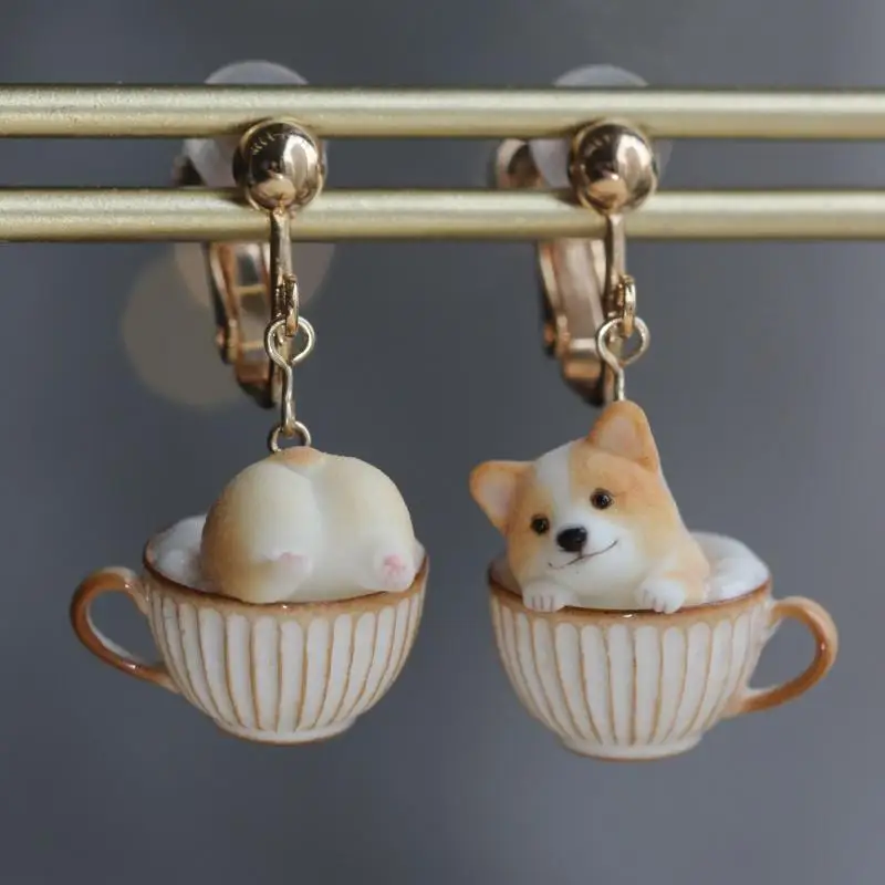 Keji لطيف جرو أقراط أقراط أقراط أقراط أقراط صغيرة حلوة ومضحكة الرياح هدية عيد ميلاد فتاة