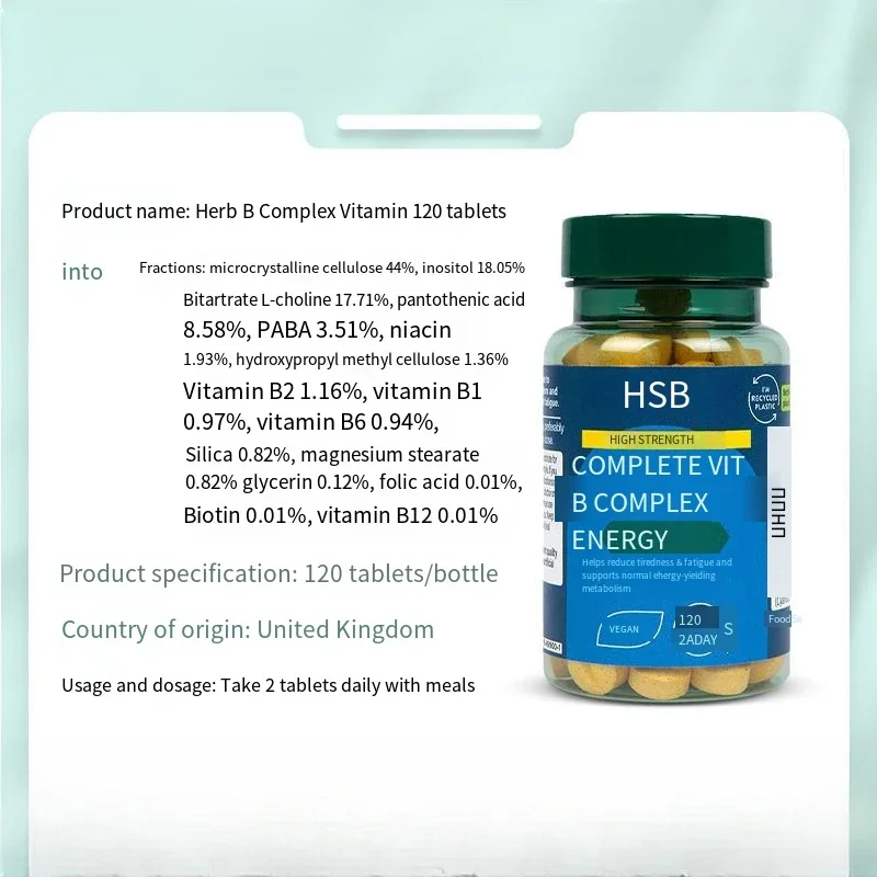 1 Bottle 120 Tablet British Vitamin B Family Tablets Male and Female Compound VB Complete Vb Complex Energy