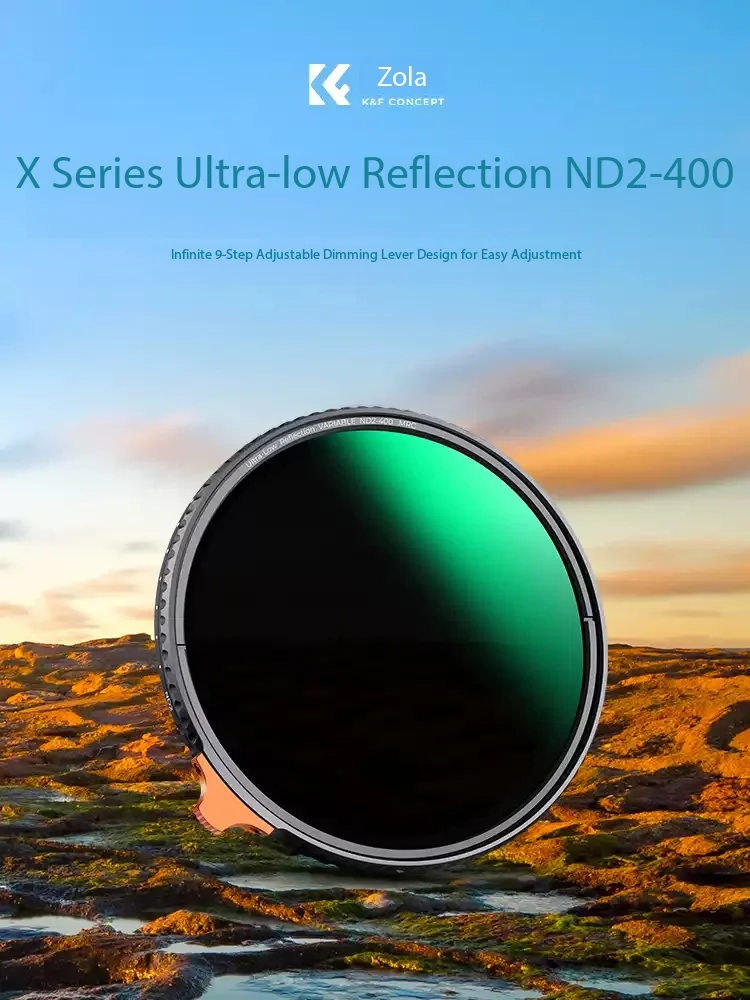 Original K&F CONCEPT Nano‑K Series ND2‑400 Variable ND Filter 9‑Stop Multi‑Coated No Color Cast For Mirrorless DSLR Lens 52‑82mm