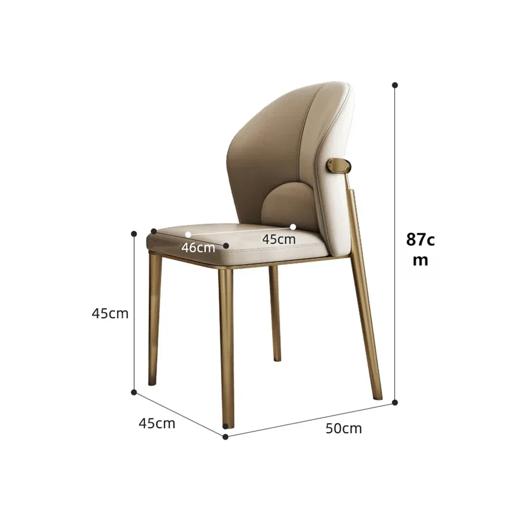 Set van 2 premium eetkamerstoelen, metalen poten, gestoffeerde Scandinavische woonkamer, eetkamerstoelen, designer luxe chaise, luxe meubilair