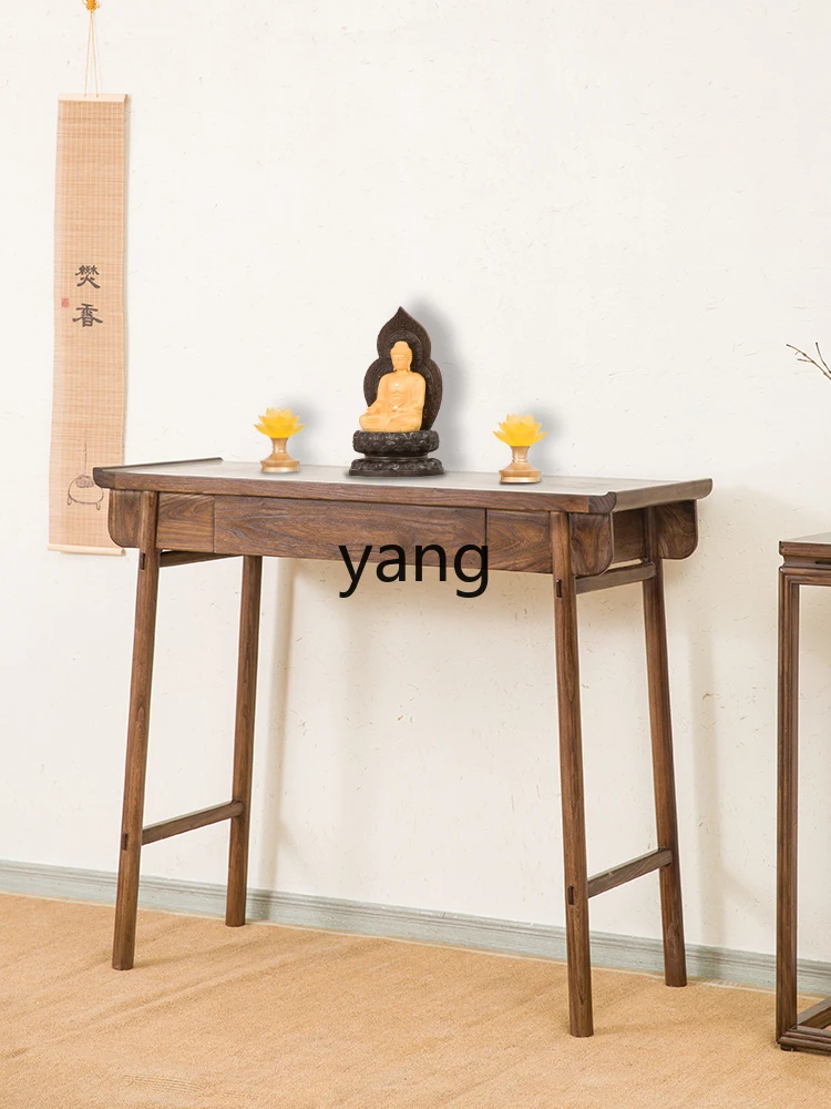 YJQ entrance table, living room, Ming-style incense case, household black walnut Buddha table, God of Wealth