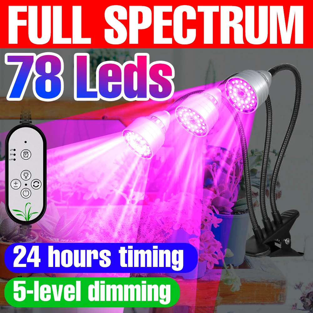 

Dimmable Plant Lamp LED Grow Light Full Spectrum Growth Lamp Indoor Phytolamp Hydroponics Plant Flowers Seedlings Cultivation