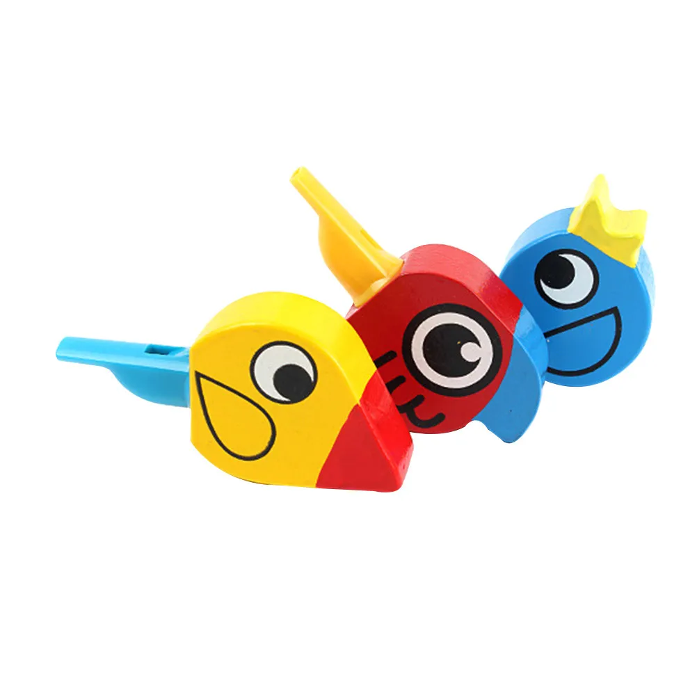 4Pcs Wood Whistles Bird Shape Creative Referee Party Festival Entertainment Educational Gift Random Color
