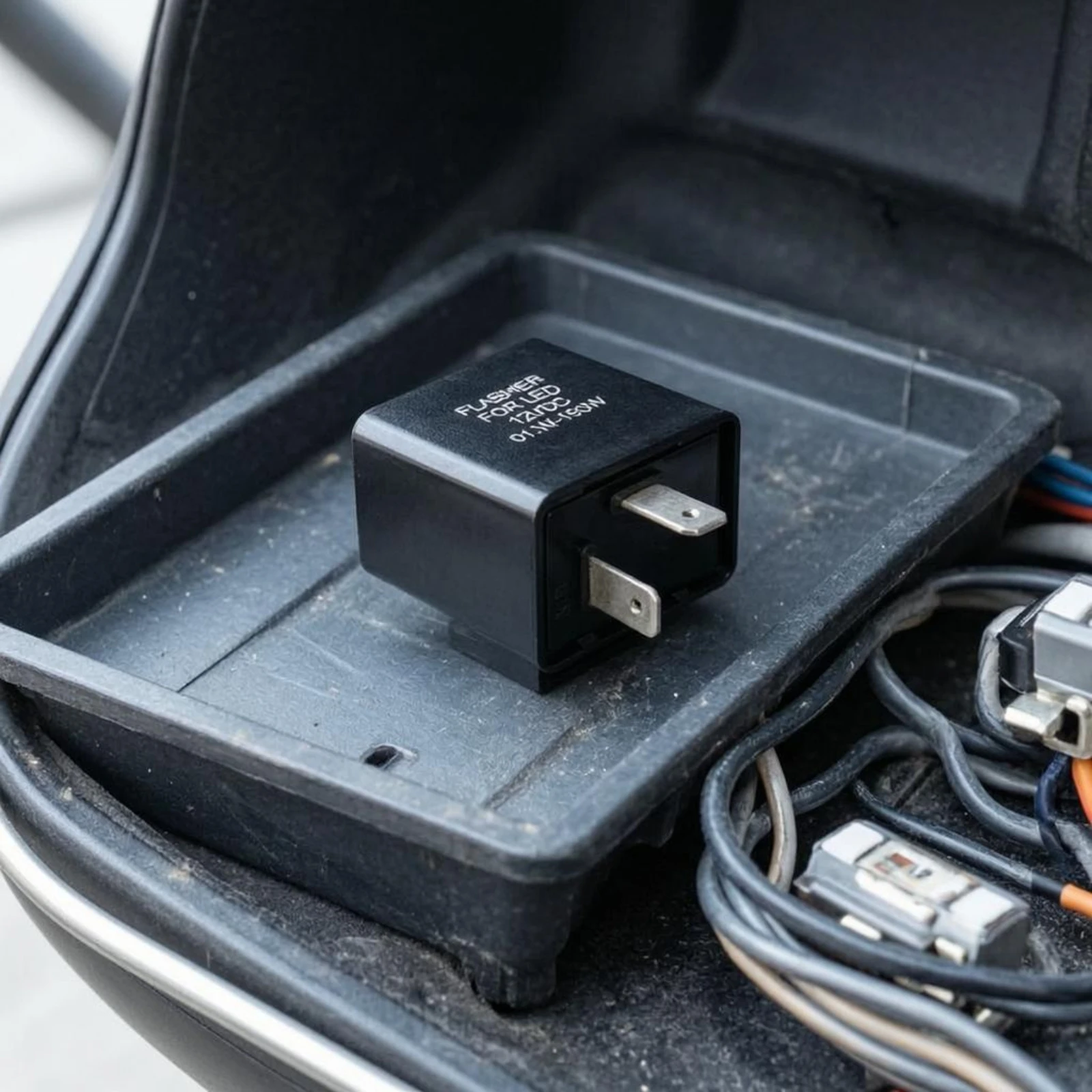 LED Flasher Relay Flat Metal Terminals 2-Terminal Flasher Relay Vehicle Part Box-Shaped Printed Text