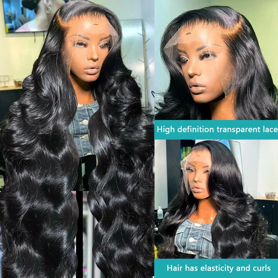 250 Density 30 Inch HD Transparent 13x4 13x6 Pre Plucked Body Wave Lace Frontal Wig Human Hair Brazilian Hair Wig Women