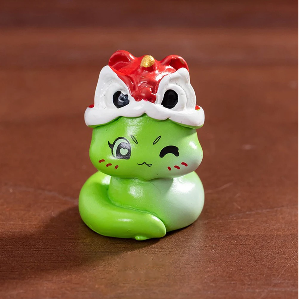 

9 Pcs Statues Resin Decorations for Cake Garden Home Party New Cartoon Snake Statue Year Chinese Lunar Cake Figurines
