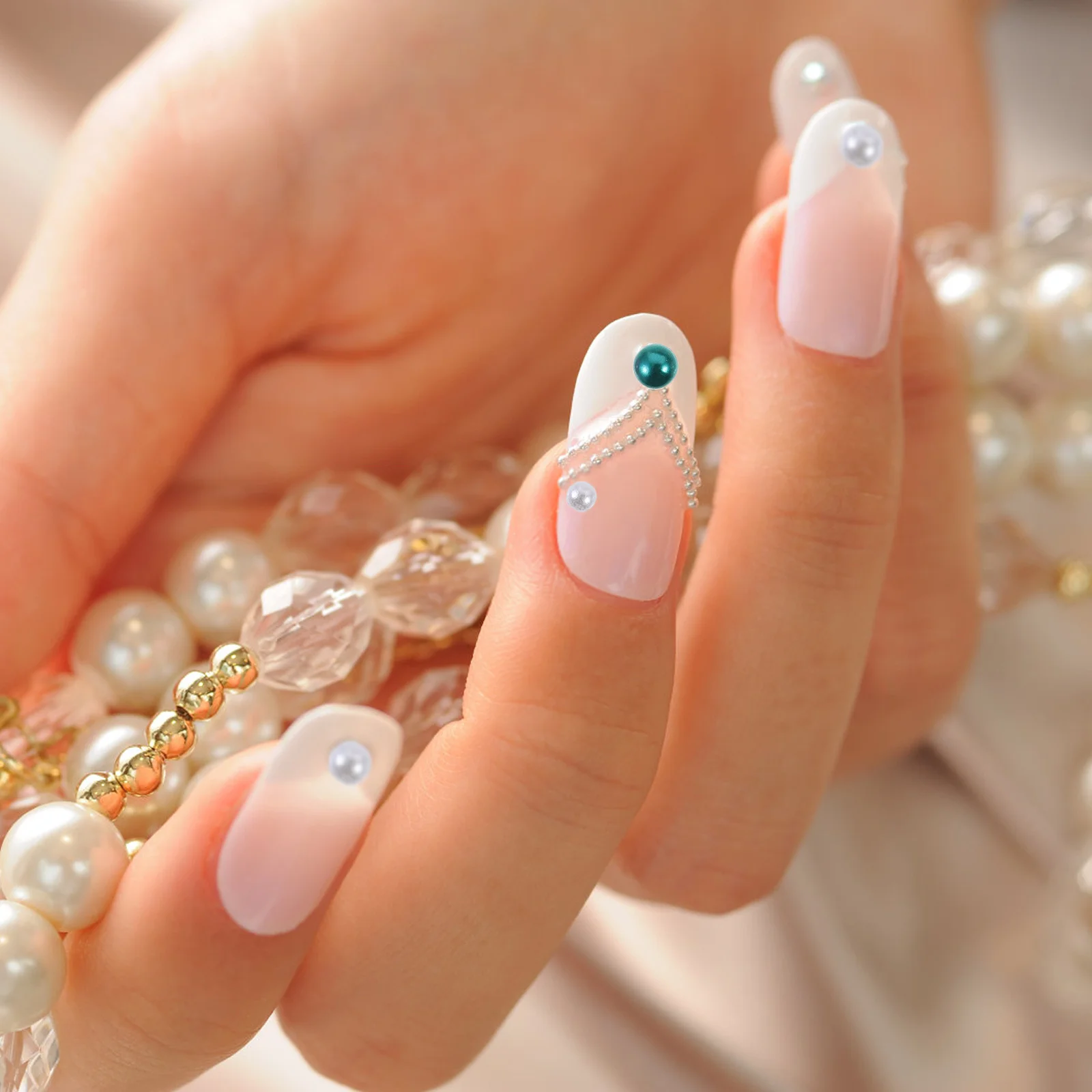 Delicate perle semicircolari rotonde Ciondoli per unghie multifunzione Perle artigianali simulate per decorazioni per la creazione di gioielli per nail art