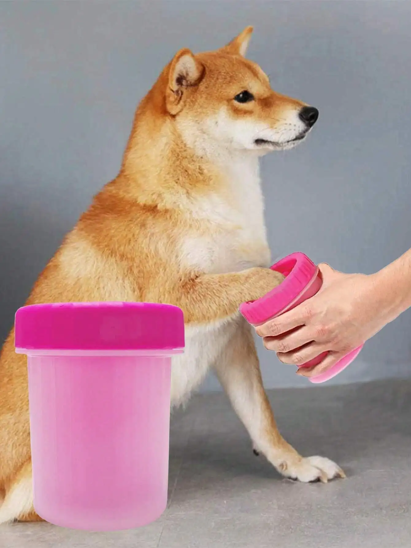 

Dog Paw Cleaner Cup 2-in-1 Portable Silicone Grooming Tool for Dogs of All Sizes - Perfect Gift for Dog Owners (Rose red)