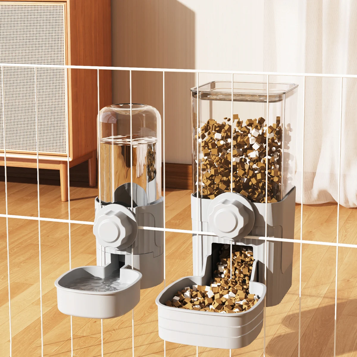 Automatic Pet Feeder Waterer Dog Cat Hanging Cage Bowl，Suitable for Small Puppy Cat Rabbit Food Container Dispenser Bowl view 6