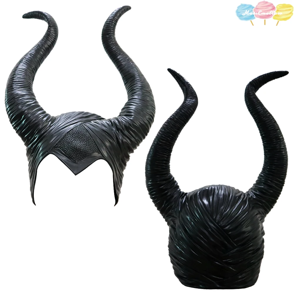 Maleficent Hat Cowhorn Hat Sleeping Beauty Props Halloween Black Queen Cosplay Witch Horns Hat Headwear Mask Headgear Mask Party