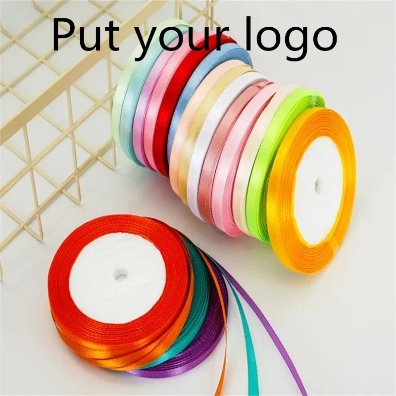 200 ياردة تخصيص شعار Hot البيع 10 مللي متر-75 مللي متر الأبيض الحرير شرائط الساتان الزفاف الشريط الزخرفية هدية التفاف DIY بها بنفسك #2