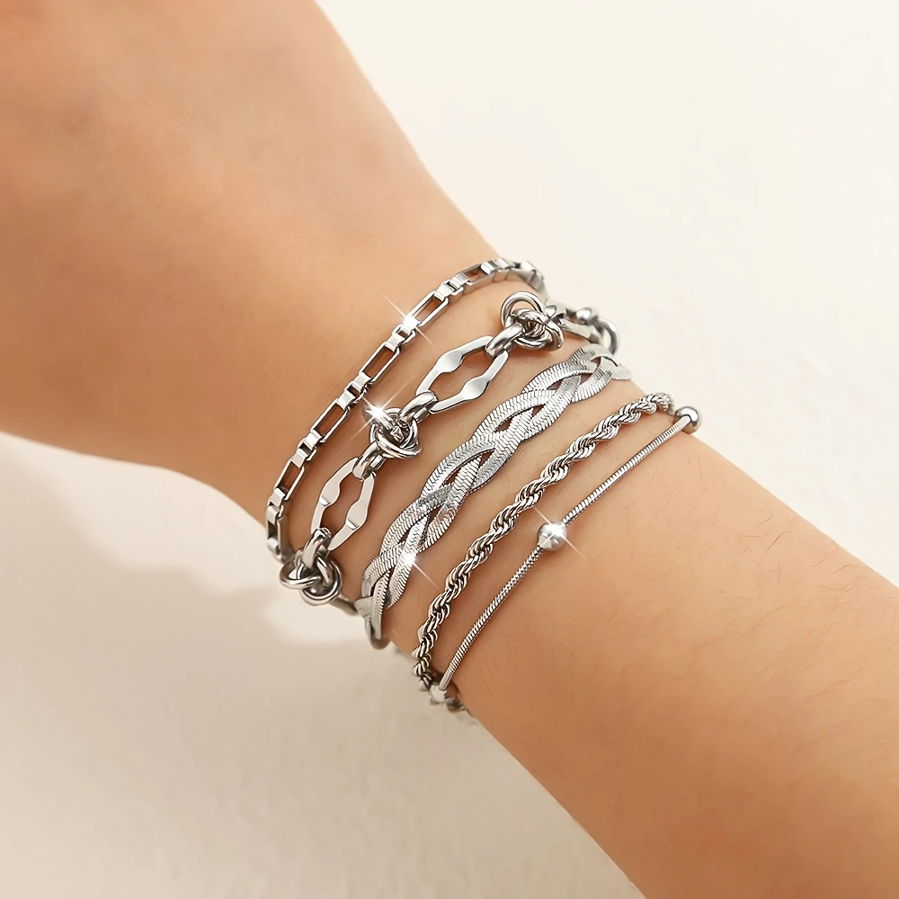 13Pcs【Random】Women's Fashionable Stainless Steel Bracelets, Elegant and Luxurious Non-Fading Jewelry Set for Women, Suitable for Daily Wear and Parties Birthday Gift
