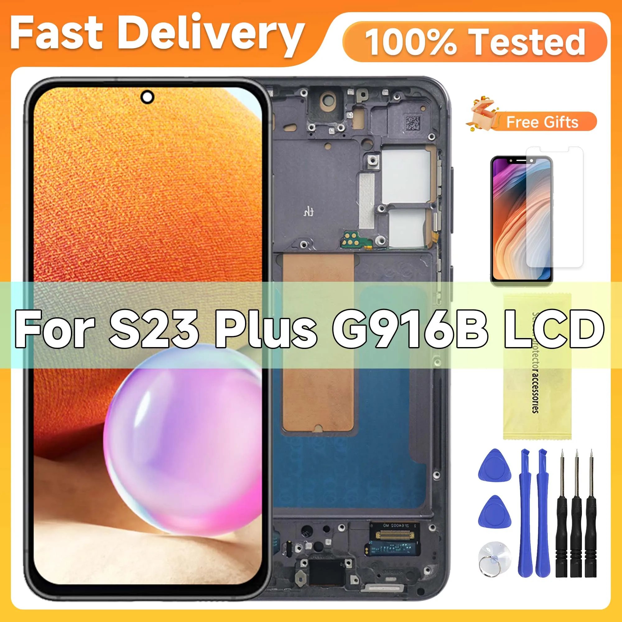 

S23 Plus TFT For Samsung 6.6'' For S23+ S916B S916U S916W S916N S916 LCD Display Touch Screen Digitizer Assembly Replacement