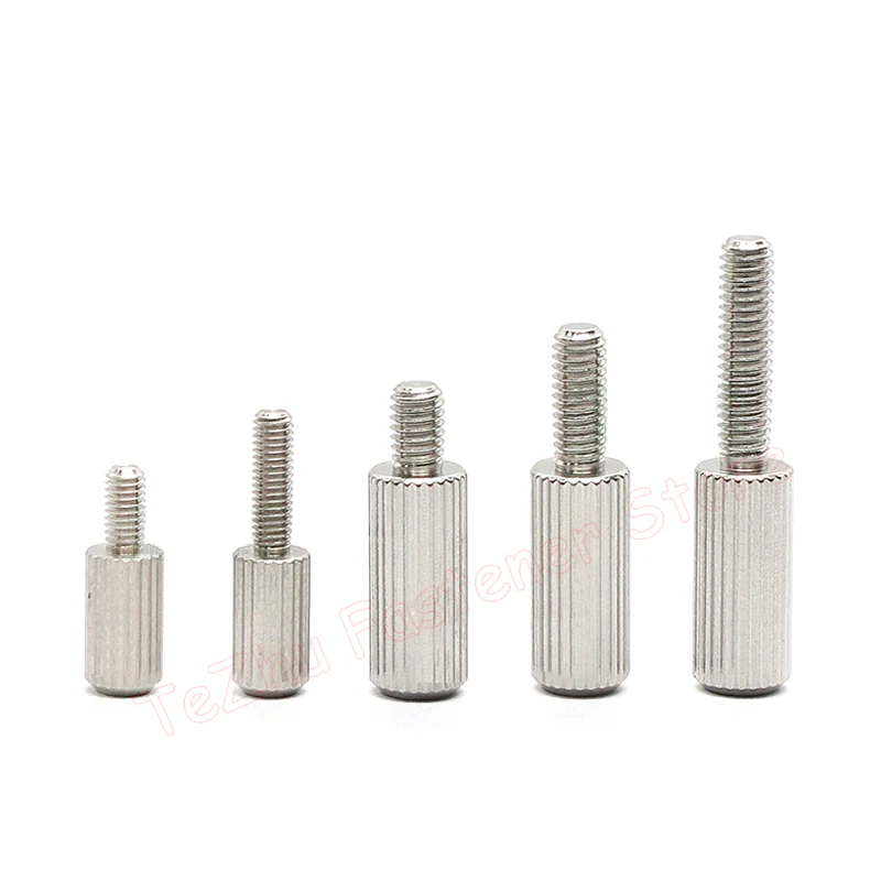 M3 M4 X 6 10 16mm Stainless Steel Small Head Straight Knurled Bolt Thumb Screw Long Handle Cylindrical Screws Hand Screw 5-20pcs