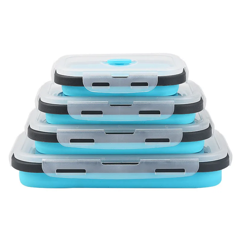 

Silicone folding lunch box, outdoor portable square portable box.
