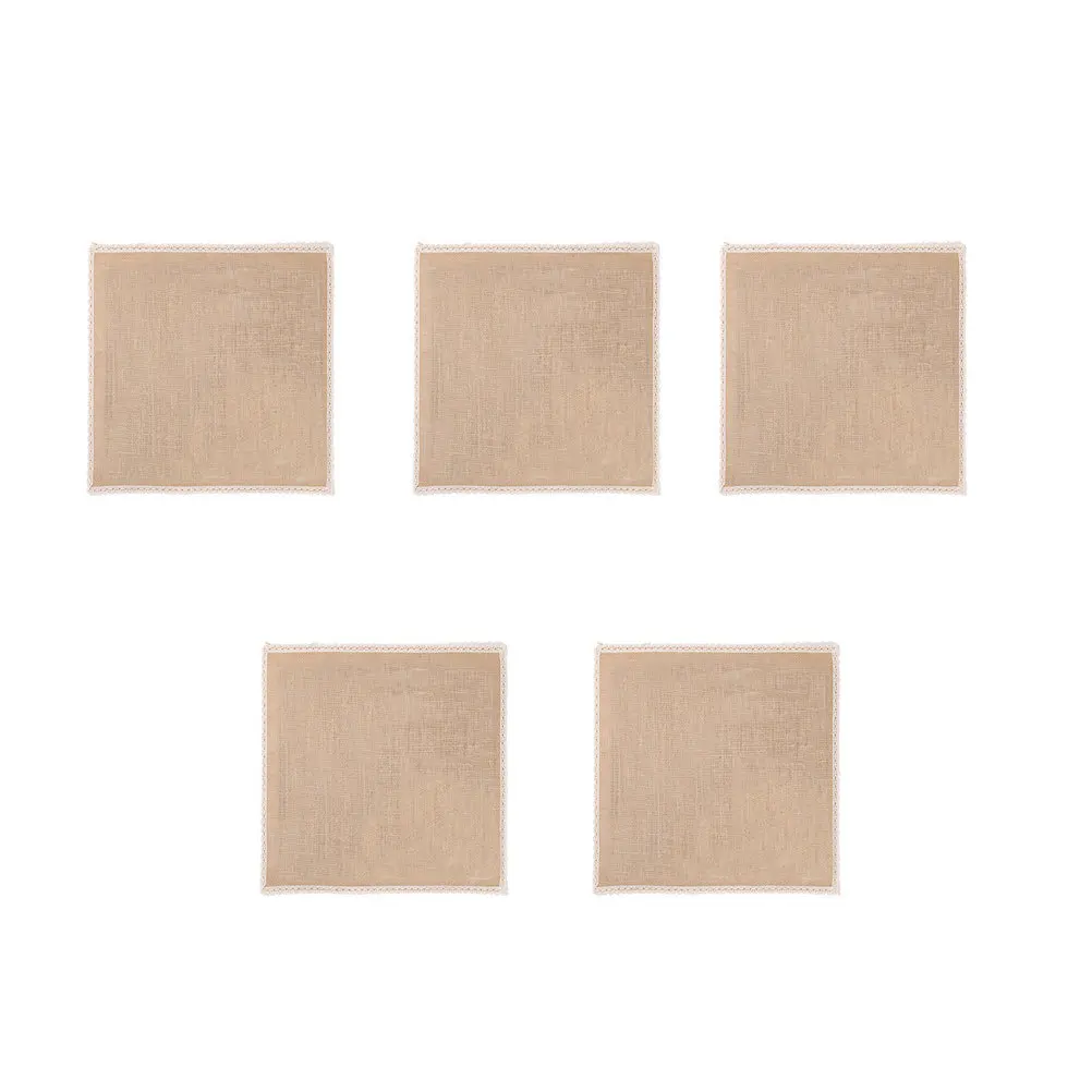 5 قطعة تحديد الموقع الجوت الدانتيل كأس حصيرة ريفي أدوات المائدة الزفاف غرفة الطعام كوستر الوسادة 10x10 سنتيمتر أدوات المائدة الدانتيل كأس حصيرة