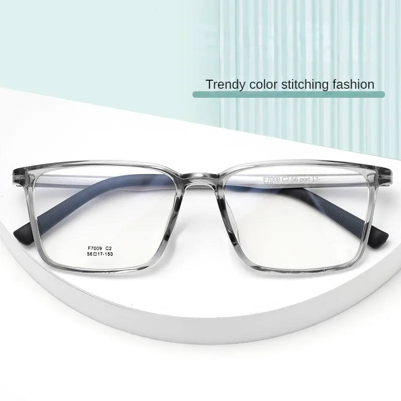 New Ultralight TR90 Square Optical Prescription Eyeglasses Frame Men Flexible TR90 Big Face Fashion Glasses Women F7009