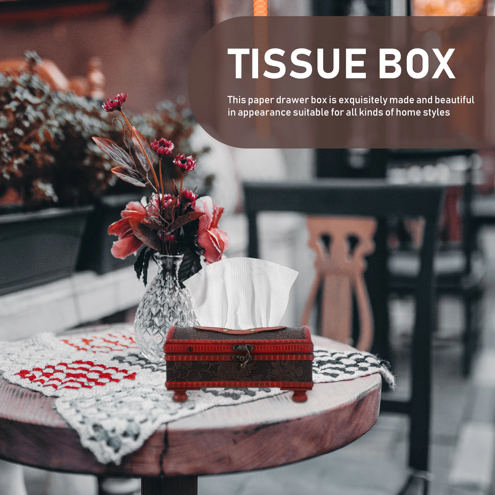 

Wooden Tissue Vintage Napkin Holder Decorative Paper Dispenser Rustic Home Office Hotel Car Decorative Tissue Box Storage