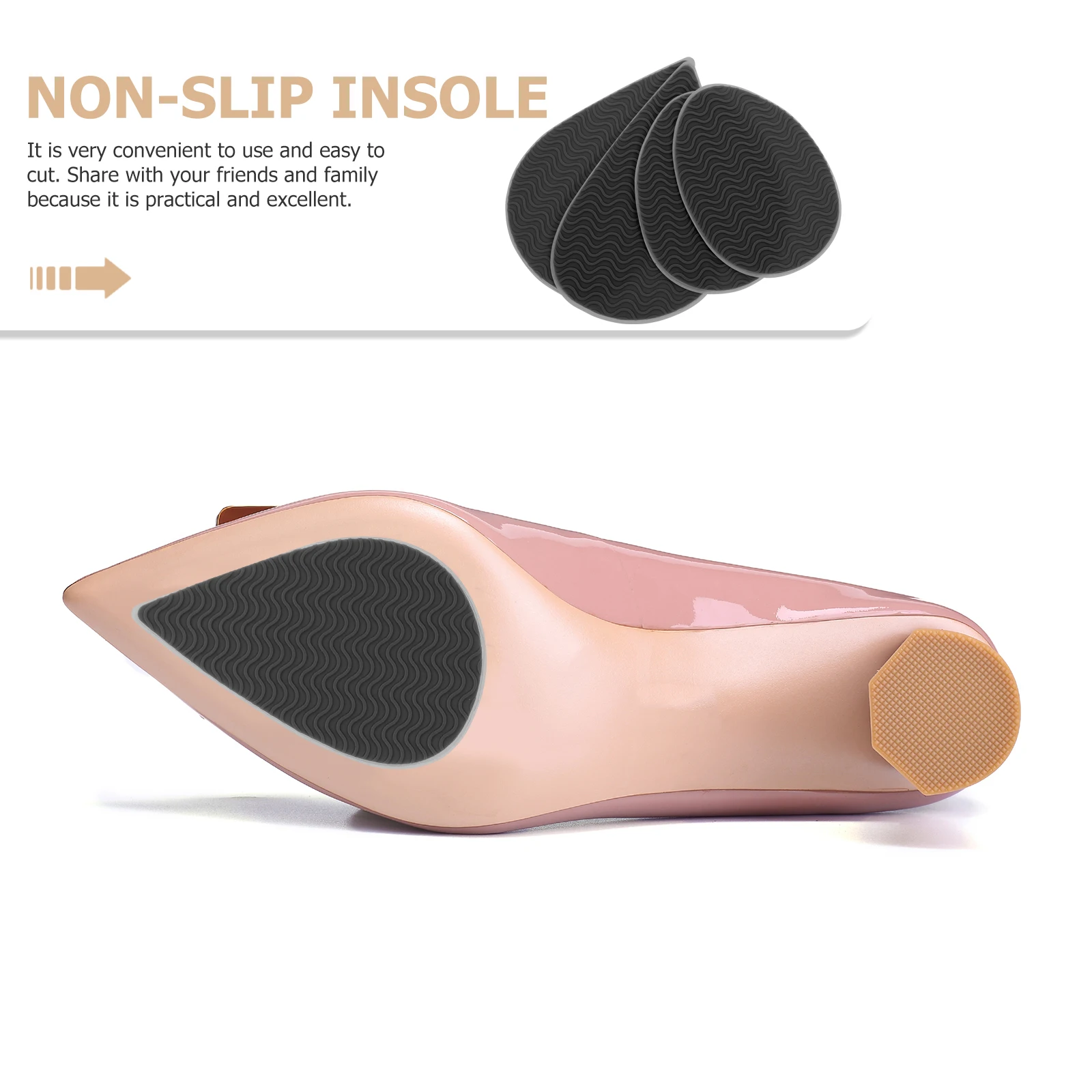 

2 Pairs Anti-slip Stickers Protector High Heels Wear-resistant Grips Acrylic Adhesive Shoe Pads Non-slip Sole Patches Mute Shoes