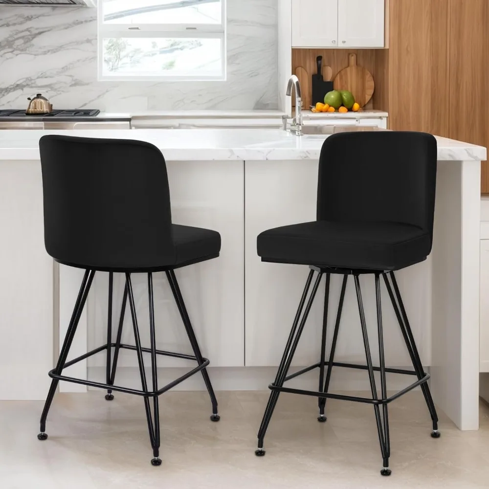 

Swivel Bar Stools Set of 2, 26 Inch Counter Height Barstools, Modern Velvet Bar Stool with Backs and Solid Metal Legs, Industria