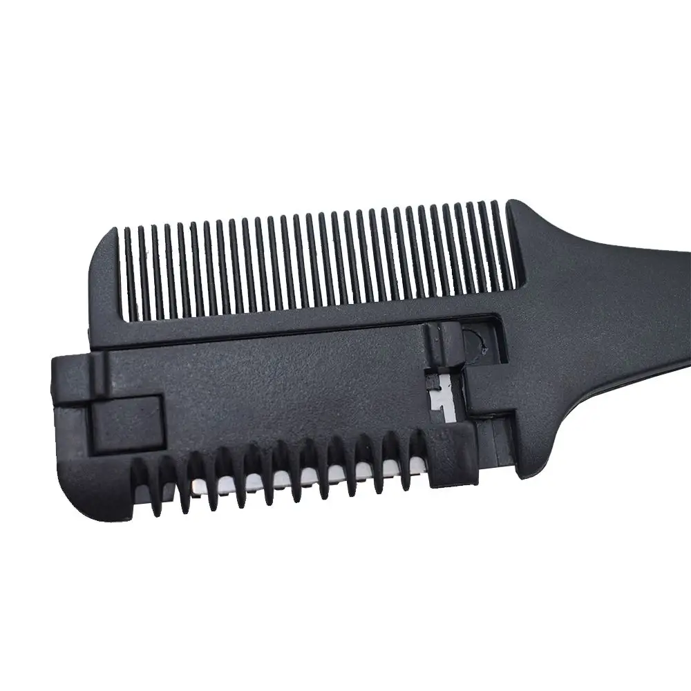 High Quality Hair Styling  Black Handle Hair Cutting Thinning Hair Razor Comb Double Sides DIY Trimmer with Blades