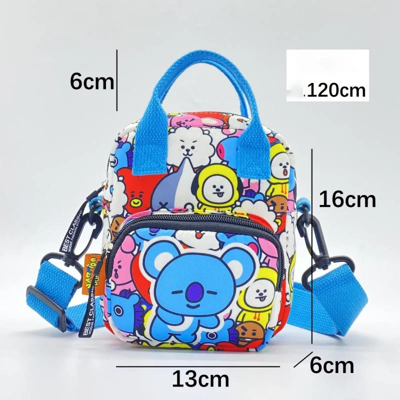 16CM Bt21 Kawaii Cartoon Anime Canvas Bag Chimmy Shooky Cooky Tata Rj Cute Messenger Bag Shoulder Bag Chest Bag Travel Satchel